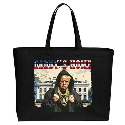 DaddyS Home Comeback For Christmas Trump 2024 Retro Cotton Canvas Jumbo Tote