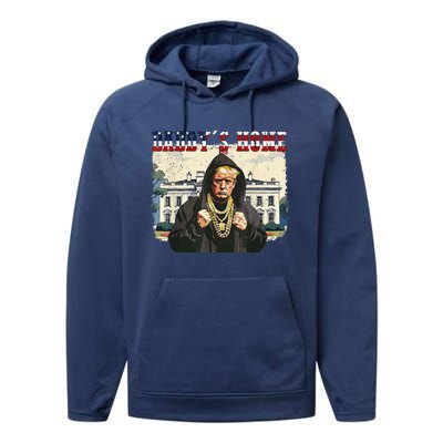 DaddyS Home Comeback For Christmas Trump 2024 Retro Performance Fleece Hoodie