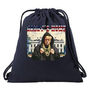 DaddyS Home Comeback For Christmas Trump 2024 Retro Drawstring Bag