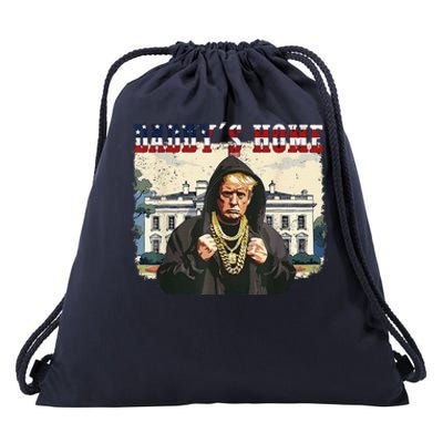 DaddyS Home Comeback For Christmas Trump 2024 Retro Drawstring Bag