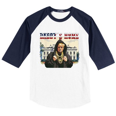 DaddyS Home Comeback For Christmas Trump 2024 Retro Baseball Sleeve Shirt