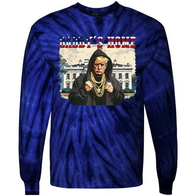 DaddyS Home Comeback For Christmas Trump 2024 Retro Tie-Dye Long Sleeve Shirt