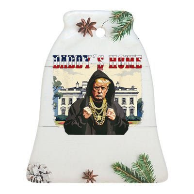 DaddyS Home Comeback For Christmas Trump 2024 Retro Ceramic Bell Ornament