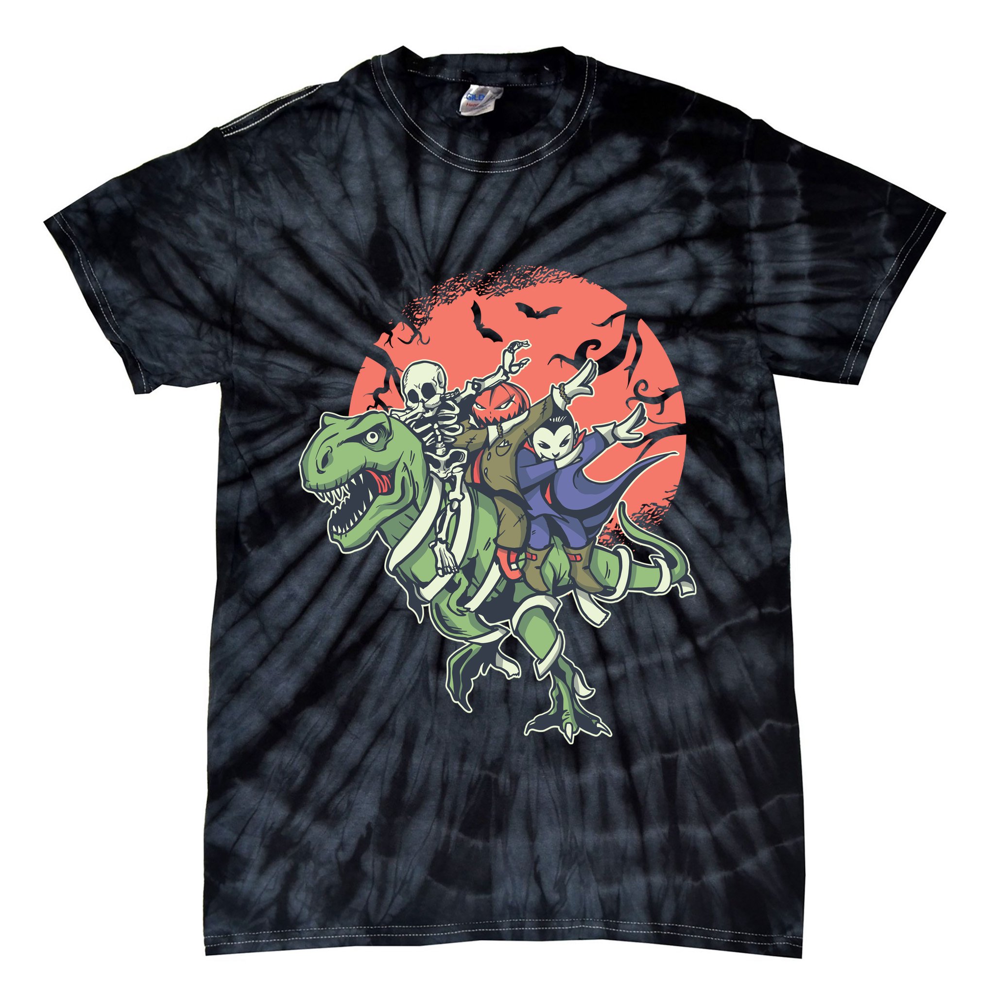 Dabbing Halloween Characters Tie-Dye T-Shirt