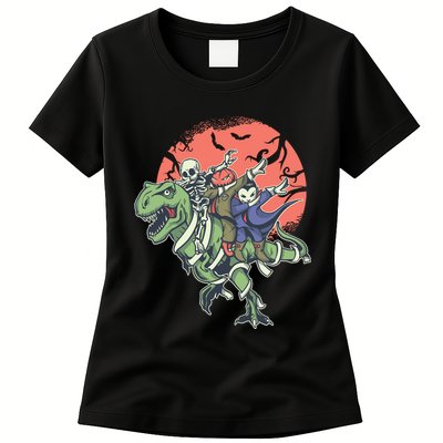 Dabbing Halloween Characters Womens T-Shirt