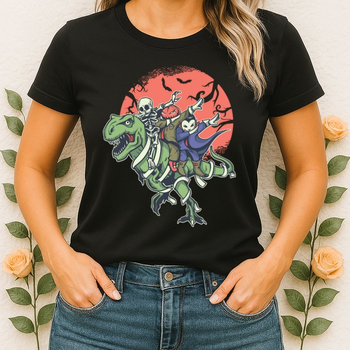 Dabbing Halloween Characters Womens T-Shirt