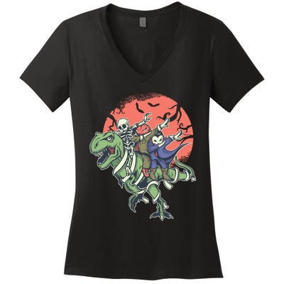 Dabbing Halloween Characters Women's V-Neck T-Shirt