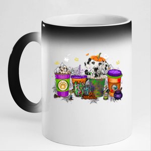 Dalmatian Halloween Coffee Funny Gift Pumpkin Spice Late Iced Gift 11oz Black Color Changing Mug