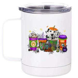 Dalmatian Halloween Coffee Funny Gift Pumpkin Spice Late Iced Gift 12 oz Stainless Steel Tumbler Cup