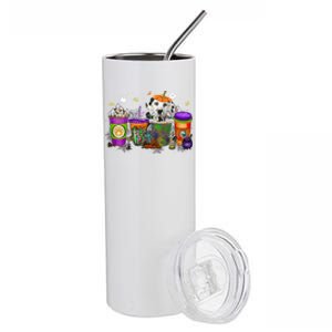 Dalmatian Halloween Coffee Funny Gift Pumpkin Spice Late Iced Gift Stainless Steel Tumbler