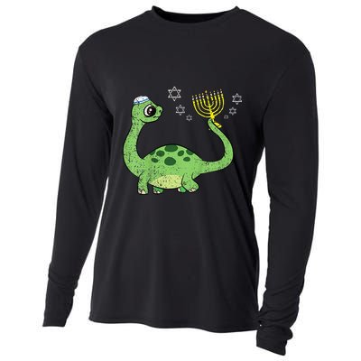 Dinosaur Hanukkah Chanukah Jewish Holiday Star Of David  Cooling Performance Long Sleeve Crew