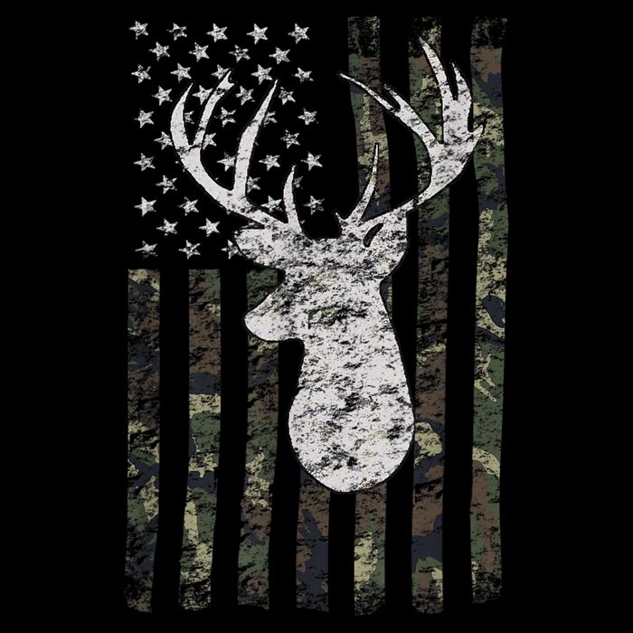 Deer Hunting Camo American Flag Tall T-Shirt