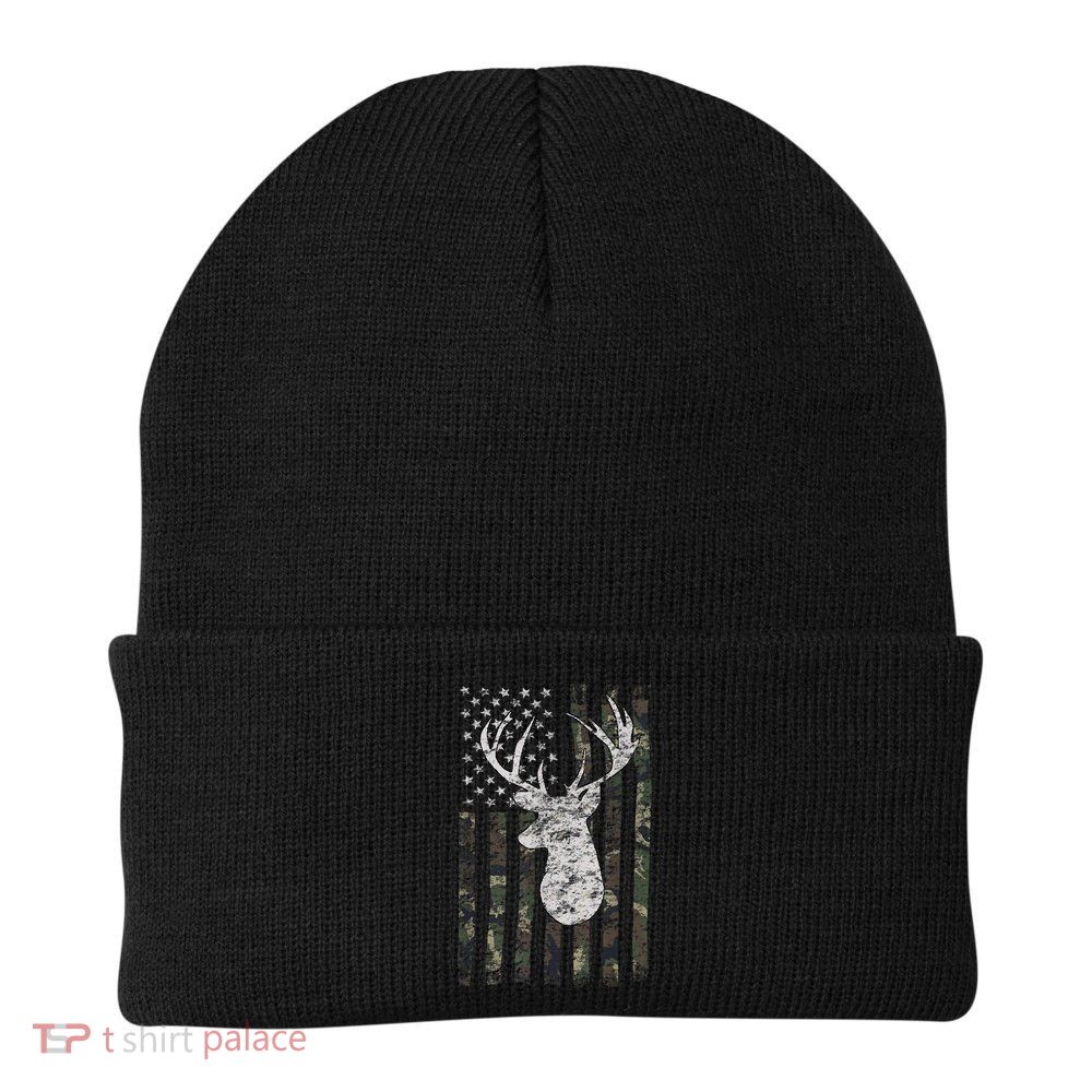 Deer Hunting Camo American Flag Beanie