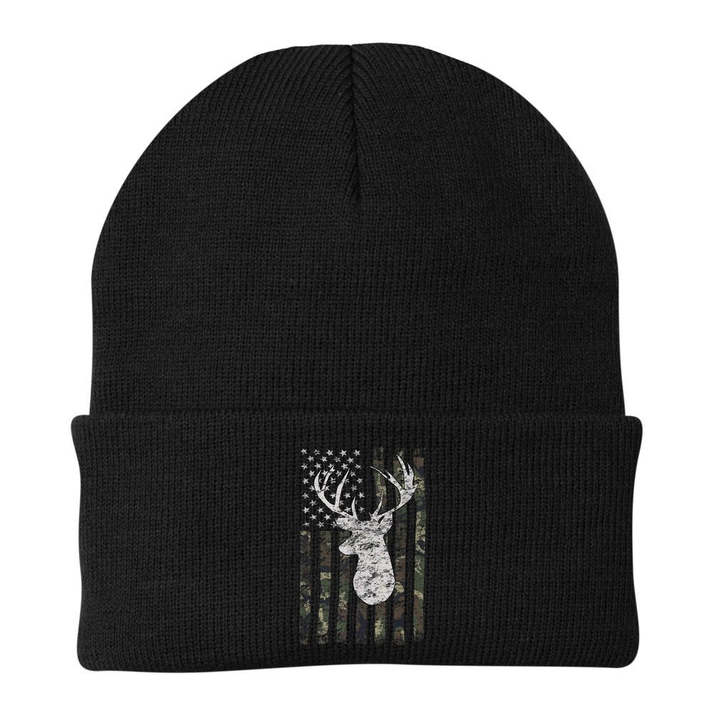 Deer Hunting Camo American Flag Beanie