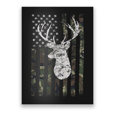 Deer Hunting Camo American Flag Poster