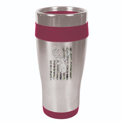 Deer Hunting Camo American Flag 16oz Travel Tumbler