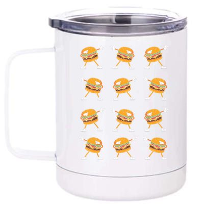 Dabbing Hamburger Cheeseburger, Dancing, Burger Lovers, Cute 12 oz Stainless Steel Tumbler Cup