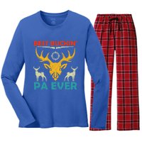 Deer Hunting Clothes Best Buckin Papa Ever Funny Gift Women's Long Sleeve Flannel Pajama Set 