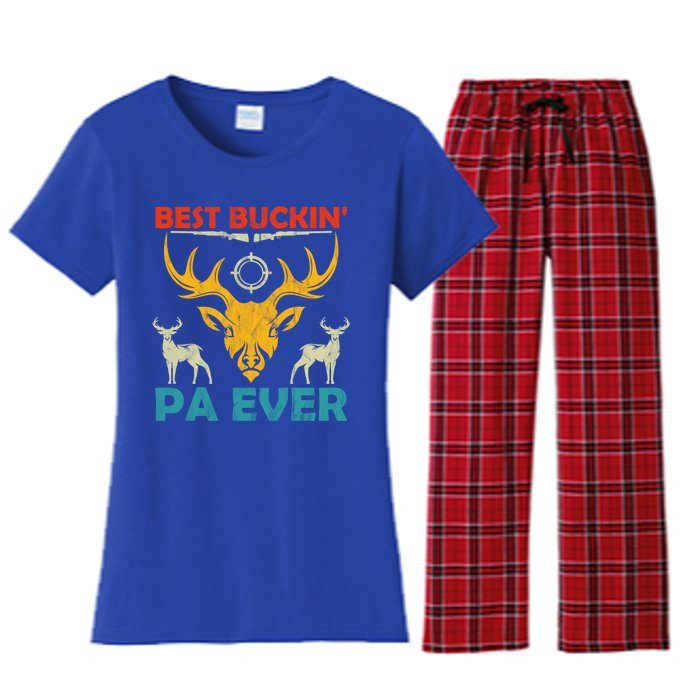 Deer Hunting Clothes Best Buckin Papa Ever Funny Gift Women's Flannel Pajama Set