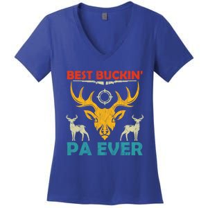 Deer Hunting Clothes Best Buckin Papa Ever Funny Gift Women's V-Neck T-Shirt