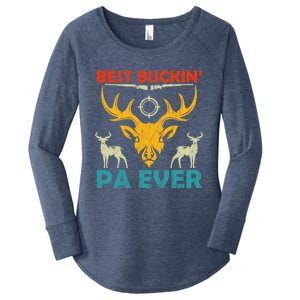 Deer Hunting Clothes Best Buckin Papa Ever Funny Gift Women's Perfect Tri Tunic Long Sleeve Shirt