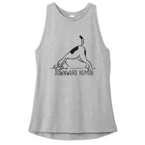 Downward Human Cute Puppy Yoga Dog Yoga Funnny Yoga Ladies PosiCharge Tri-Blend Wicking Tank