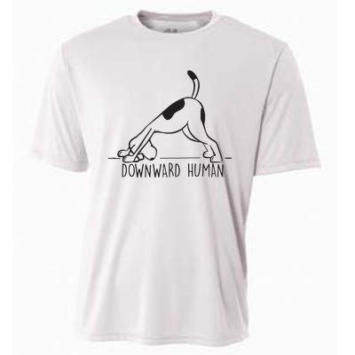 Downward Human Cute Puppy Yoga Dog Yoga Funnny Yoga Cooling Performance Crew T-Shirt