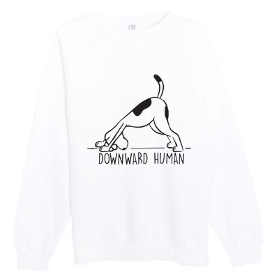 Downward Human Cute Puppy Yoga Dog Yoga Funnny Yoga Premium Crewneck Sweatshirt