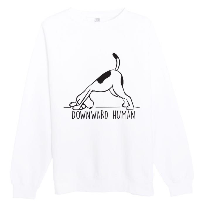 Downward Human Cute Puppy Yoga Dog Yoga Funnny Yoga Premium Crewneck Sweatshirt