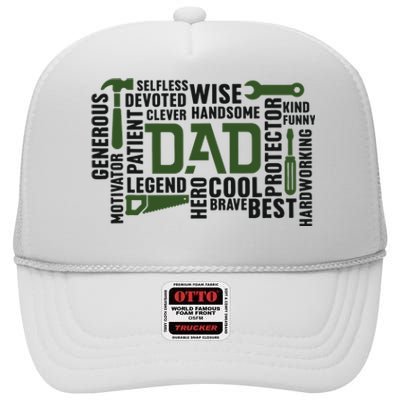 Dad Handyman Carpenter Dad Life I Totally Nailed It High Crown Mesh Back Trucker Hat