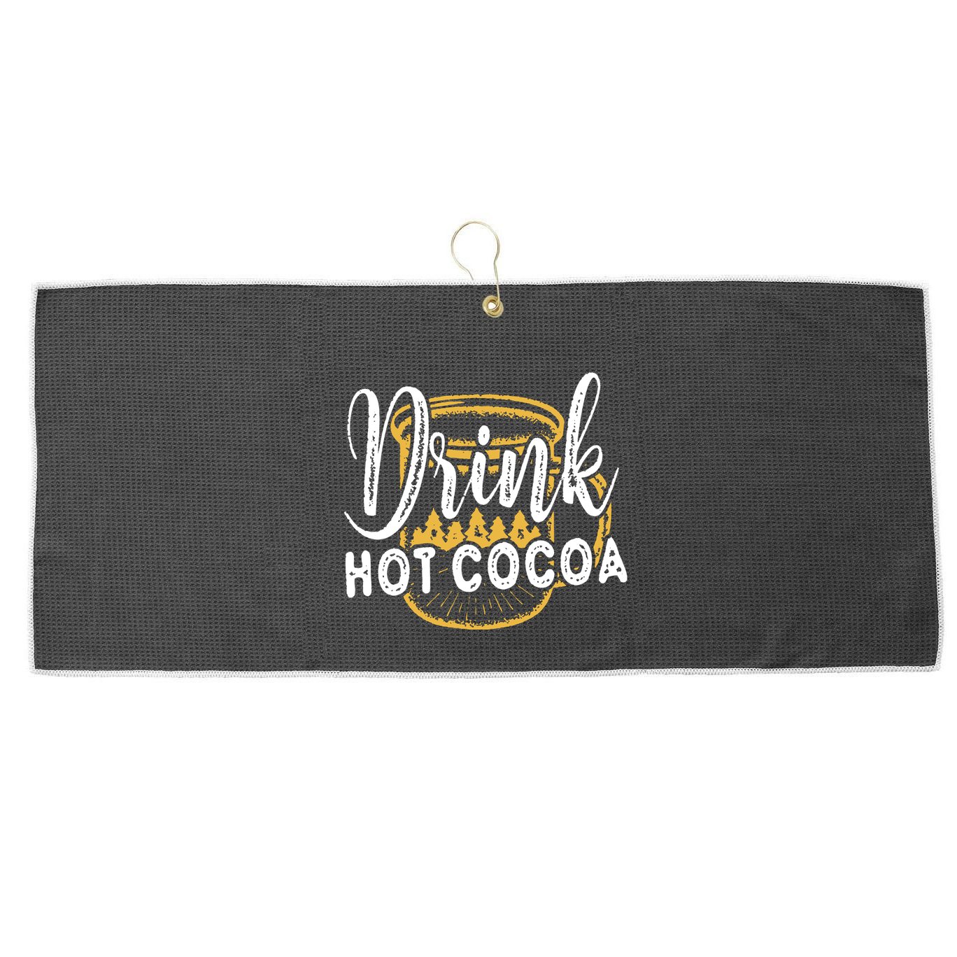 Drink Hot Cocoa Large Microfiber Waffle Golf Towel