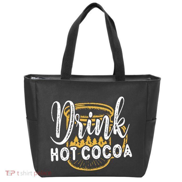 Drink Hot Cocoa Zip Tote Bag
