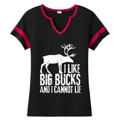 Distressed Hunting Cute Gift I Like Big Bucks And I Cannot Lie Meaningful Gift Ladies Halftime Notch Neck Tee