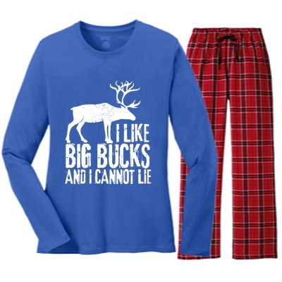 Distressed Hunting Cute Gift I Like Big Bucks And I Cannot Lie Meaningful Gift Women's Long Sleeve Flannel Pajama Set 