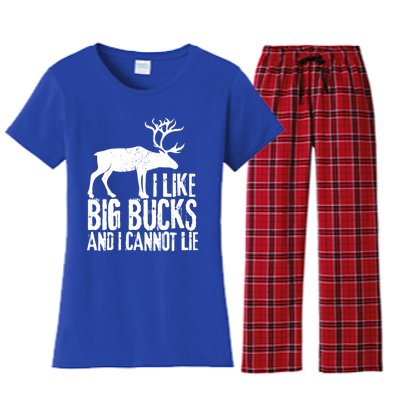 Distressed Hunting Cute Gift I Like Big Bucks And I Cannot Lie Meaningful Gift Women's Flannel Pajama Set