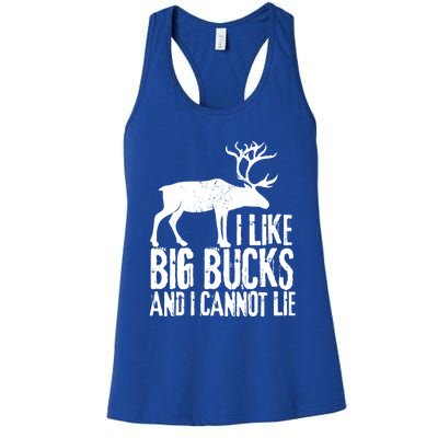 Distressed Hunting Cute Gift I Like Big Bucks And I Cannot Lie Meaningful Gift Women's Racerback Tank