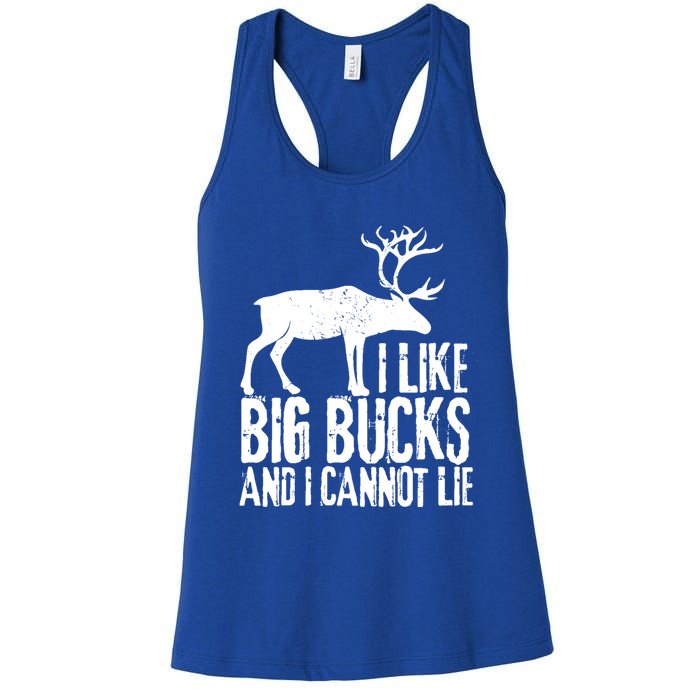 Distressed Hunting Cute Gift I Like Big Bucks And I Cannot Lie Meaningful Gift Women's Racerback Tank