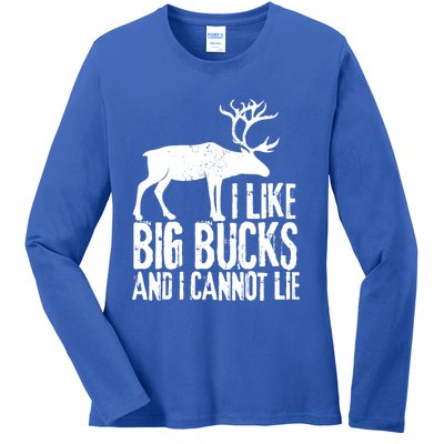 Distressed Hunting Cute Gift I Like Big Bucks And I Cannot Lie Meaningful Gift Ladies Long Sleeve Shirt