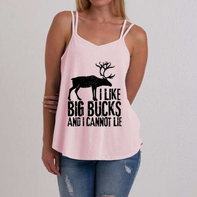 Distressed Hunting Cute Gift I Like Big Bucks And I Cannot Lie Meaningful Gift Women's Strappy Tank