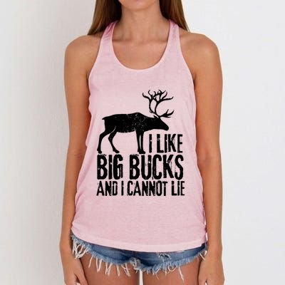 Distressed Hunting Cute Gift I Like Big Bucks And I Cannot Lie Meaningful Gift Women's Knotted Racerback Tank