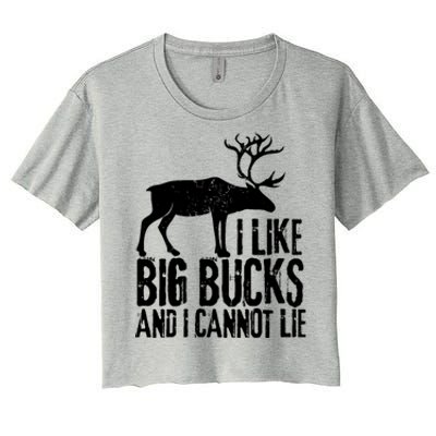 Distressed Hunting Cute Gift I Like Big Bucks And I Cannot Lie Meaningful Gift Women's Crop Top Tee