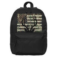 Deer Hunting Camo American Flag Buck Antlers Hunter Country 16 in Basic Backpack