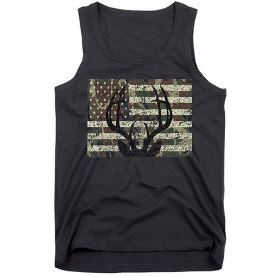 Deer Hunting Camo American Flag Buck Antlers Hunter Country Tank Top