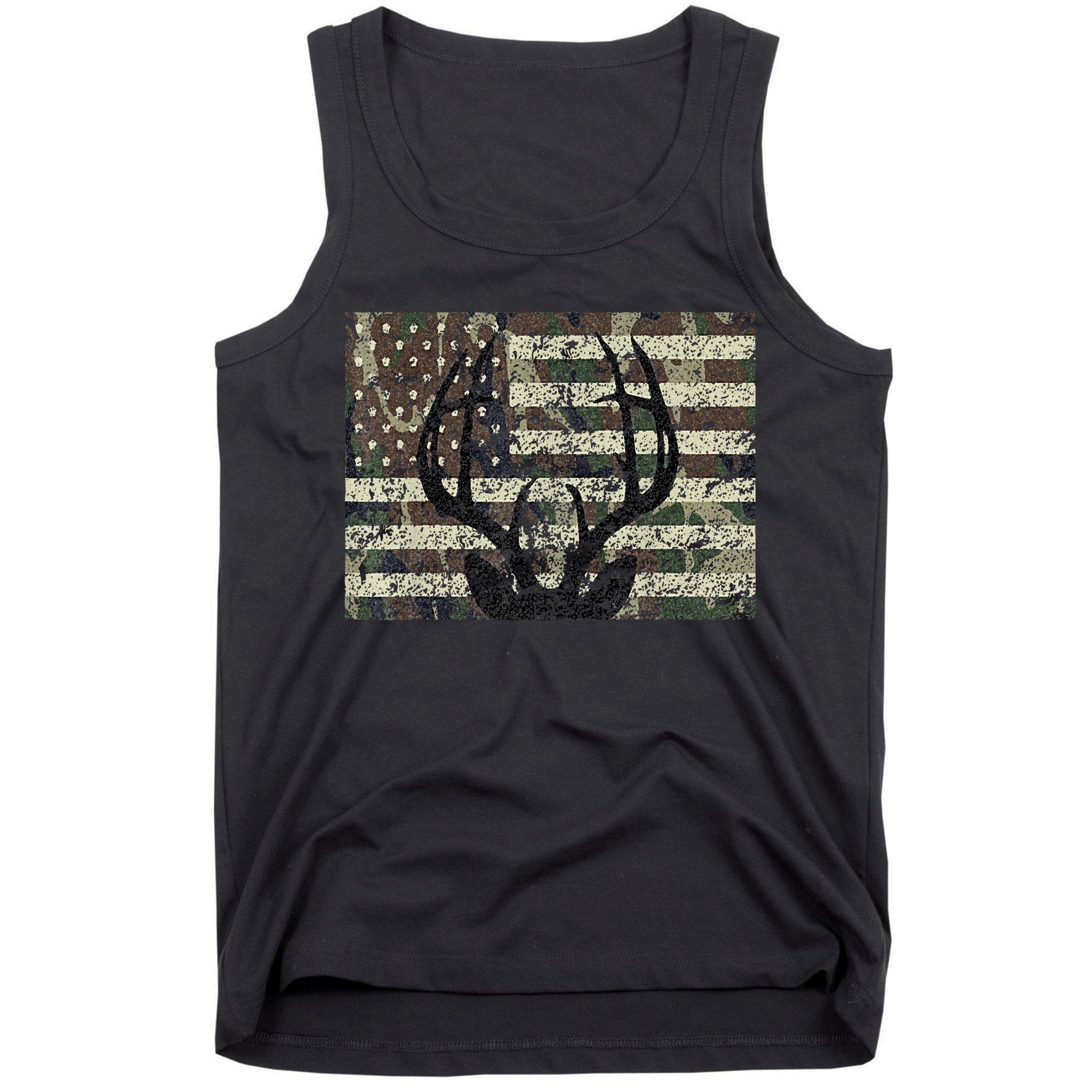 Deer Hunting Camo American Flag Buck Antlers Hunter Country Tank Top