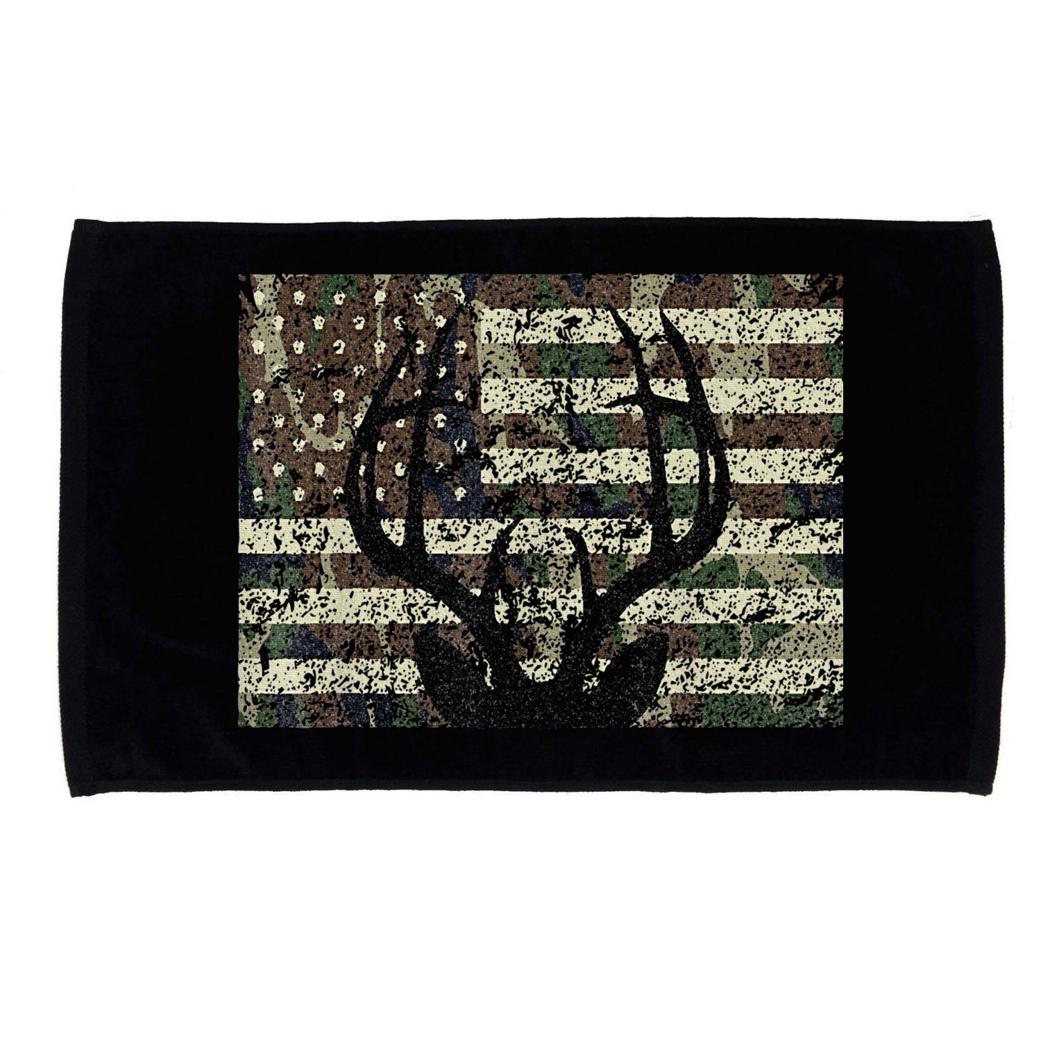 Deer Hunting Camo American Flag Buck Antlers Hunter Country Microfiber Hand Towel