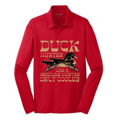 Duck Hunter Cooler Funny Waterfowl Hunting Silk Touch Performance Long Sleeve Polo