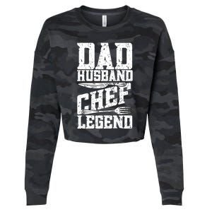 Dad Husband Chef Legend Cook Cooking Funny Chef Gift Cropped Pullover Crew