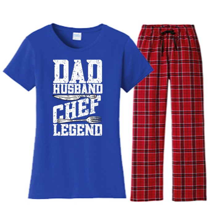 Dad Husband Chef Legend Cook Cooking Funny Chef Gift Women's Flannel Pajama Set