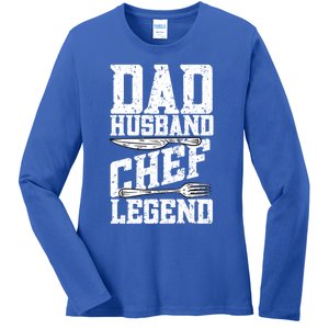 Dad Husband Chef Legend Cook Cooking Funny Chef Gift Ladies Long Sleeve Shirt