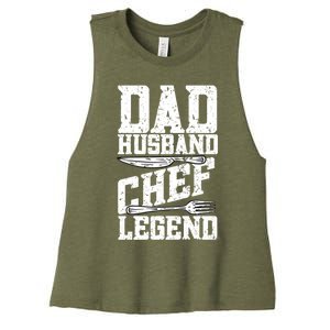 Dad Husband Chef Legend Cook Cooking Funny Chef Gift Women's Racerback Cropped Tank